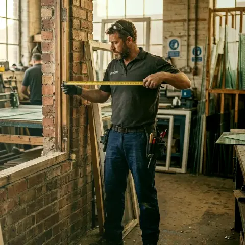 Werk Woll – Installation einer Glastür